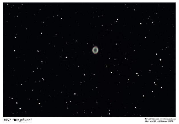 Date: 07.10.2012 Location: Backyard, Asker, NO Camera: DSLR Canon EOS 7D Optics: Celestron SCT 8" 20000mm f10 Exposure: 12 x 180 sek lightframes 5 x 180 sek darkframes ISO: 1600 Guiding: Celestron NexGuide Post processing: DSS, PhotoShop CS5 Comment: The first picture I have taken with the TCF-S Focuser. Also first attempt in remote controlling my mount, focus and camera.