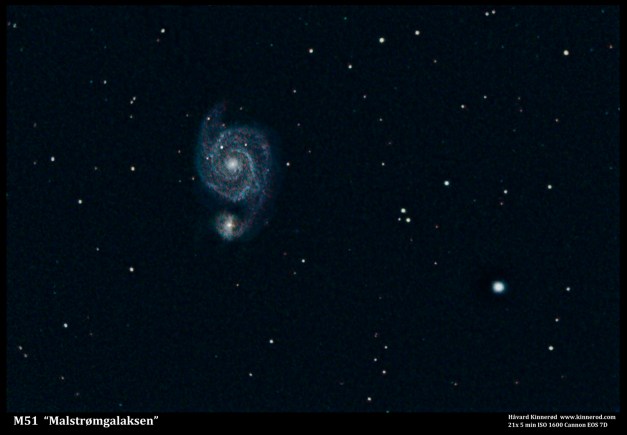 Date: 109.02.2013 Location: Backyard, Asker, NO Camera: DSLR Canon EOS 7D Optics: Celestron SCT 8″ 1260mm f6,3 Exposure: 21 x 3 min lightframes 20 x 3 min darkframes 20 x flatframes 20 x bias ISO: 1600 Guiding: PHD Guiding  Starlight Xpress Lodestar Post processing: DSS, PhotoShop CS5